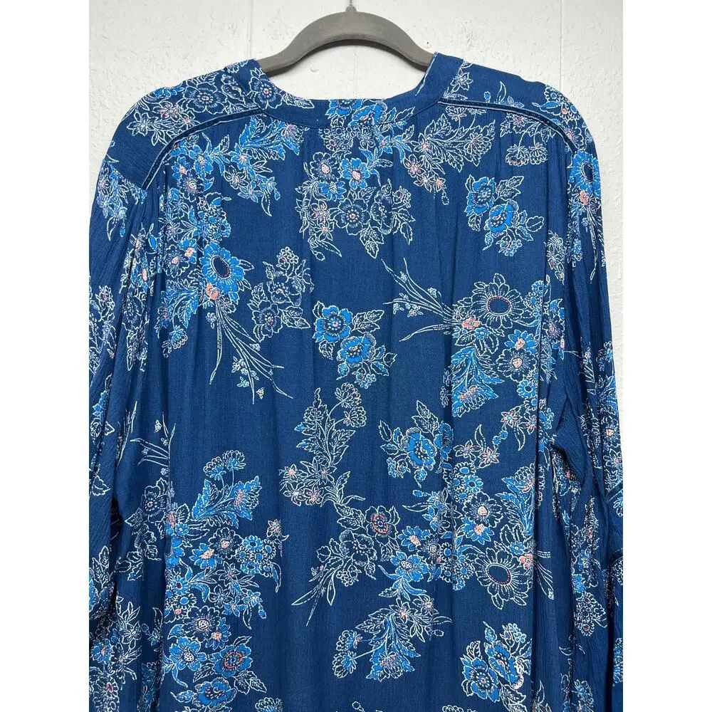 John Paul Richard Flared Sleeve Top Womens 2X Dark Floral Fairy Boho Relaxed - Picture 7 of 11